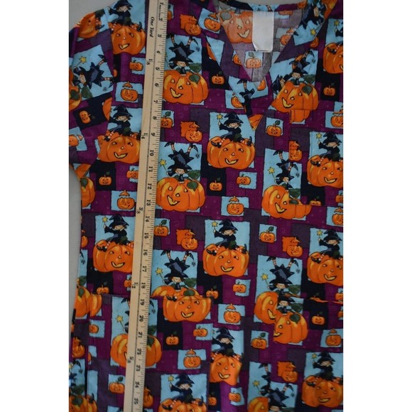 Women's Scrub Top Halloween Pumpkin Pattern Size Small - Picture 9 of 10